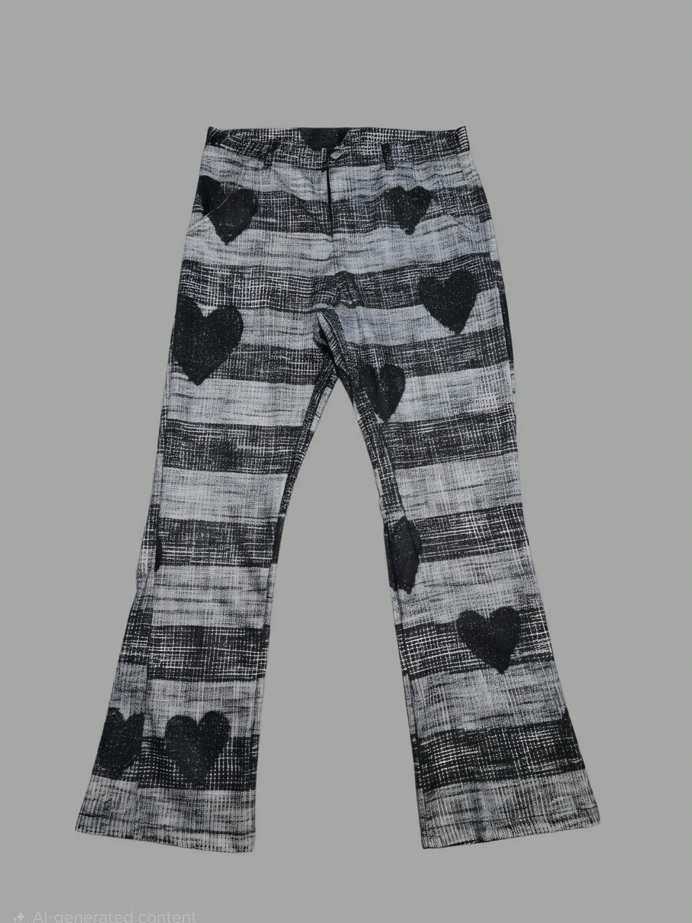 Women’s Black & White Heart Print Flared Pants